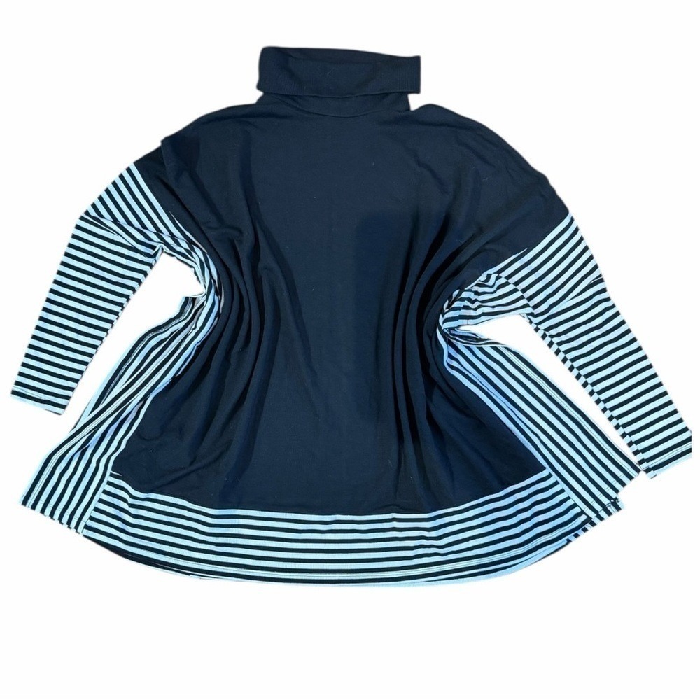 Blushing Brunette Oversized Striped Tunic Sweater Mock Neck Lagenlook Small S - Picture 4 of 7